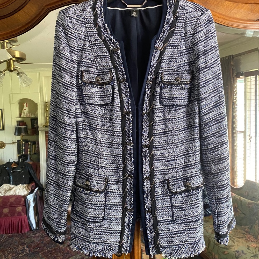 WHITE HOUSE BLACK MARKET tweed blazer NWOT sz 10 - Picture 2 of 7